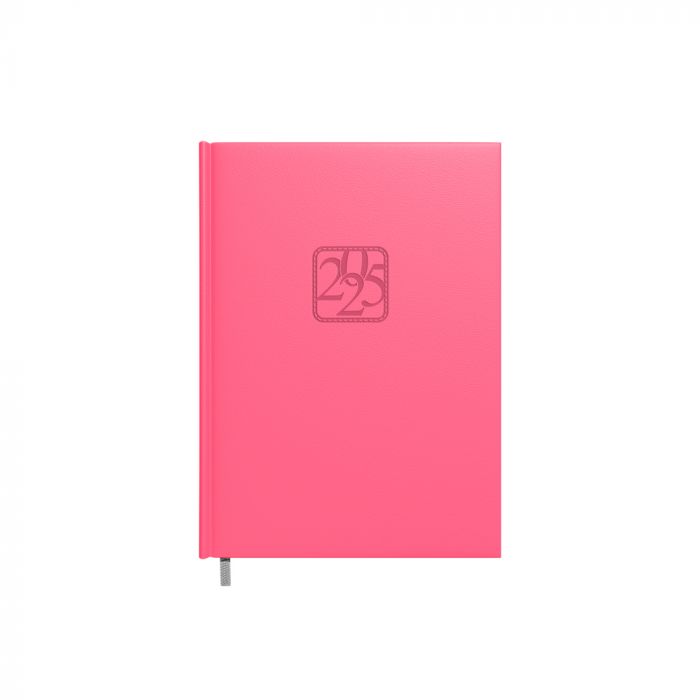 Book calendar MINISTER Day coral red, content of the day, faux leather covers