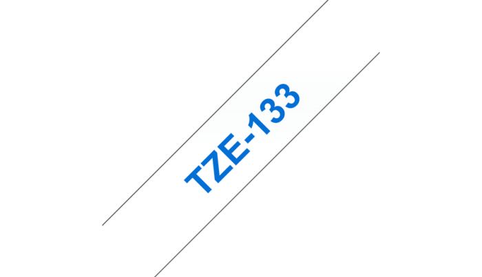 Kleepkirjalint Brother TZE-133 läbipaistev, sinine tekst, laius 12mm