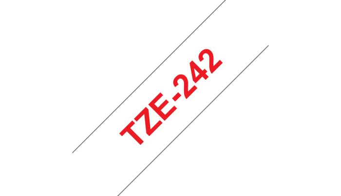 Kleepkirjalint Brother TZE-242 valge, punane tekst, laius 18mm