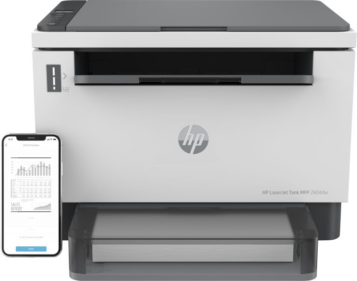 Kontorikombain HP LaserJet Tank MFP 2604dw 22ppm 600dpi dupleks WiFi Lan, USB2.0, Bluetooth LE