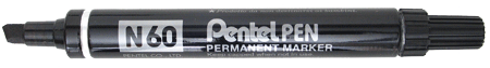 Marker Pentel N60 must, lõigatud otsik 3,9/5,5mm, metallkorpusega,veekindel