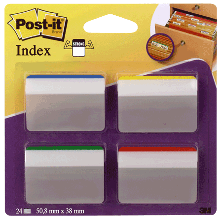 POST-IT järjehoidja 686A tugev 6tkx4värvi 50,8x38mm nurk,rippkaantele
