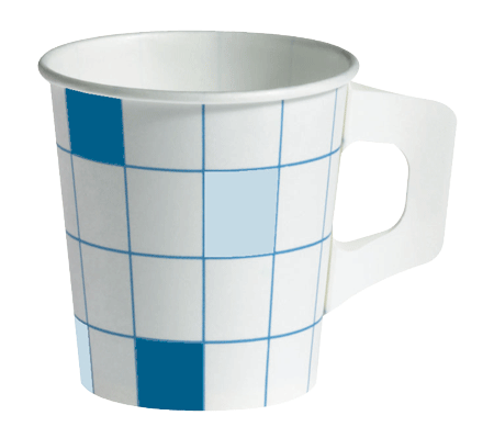 Coffee cup with handle, cardboard, checkered, 175ml 80pcs / pack