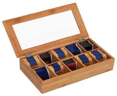 Tea box KESPER with 10 compartments (36 x 20 x 9 cm), bamboo