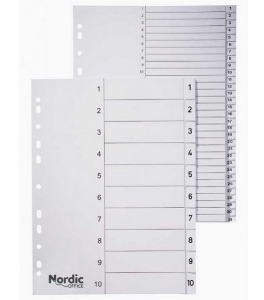 Registrilehed A4 1-10 plast Nordic Office