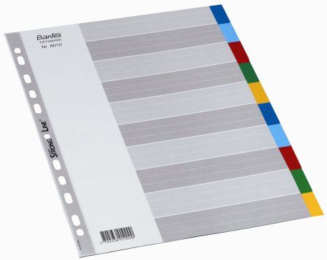 Registrilehed 10 osaline A4 Maxi, värviline plast, Elba (laius 245mm)