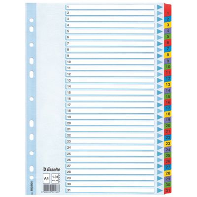Index 1-31 Esselte Cardboard Mylar tabs A4
