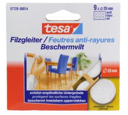 Round felt padding Tesa 26mm white 9pcs