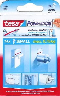 Kahepoolne teip Tesa POWER-STRIPS SMALL 14 tk