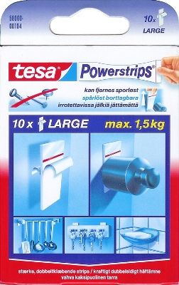 Kahepoolne teip Tesa POWER-STRIPS LARGE 10 tk