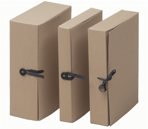 Archive box / archive covers A4 ribbon + button fastening, width 8cm, cardboard 650gsm, brown, SMLT