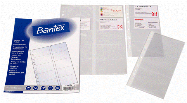 Kiletasku A4 köidetav 10-le visiitkaardile 10tk./pk, Bantex