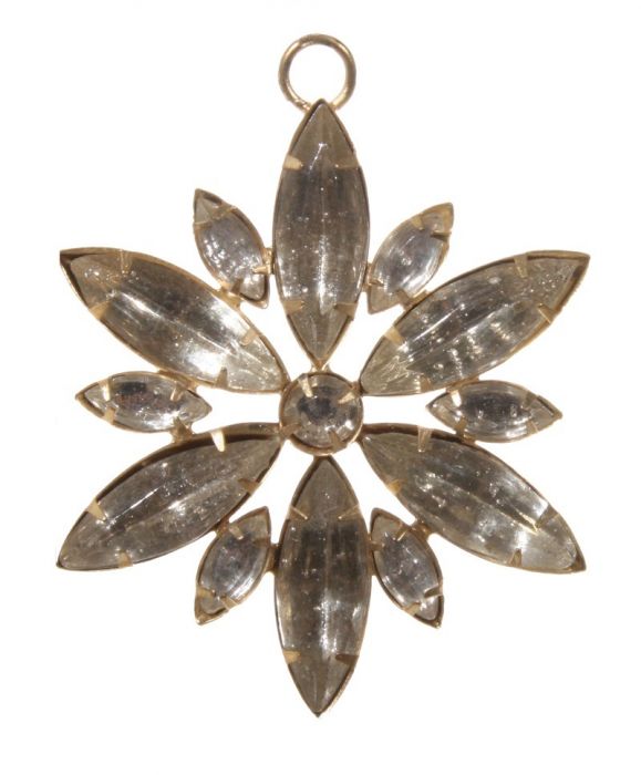 Christmas decoration on a spruce, 7cm, snowflakes made of stones, gold-silver