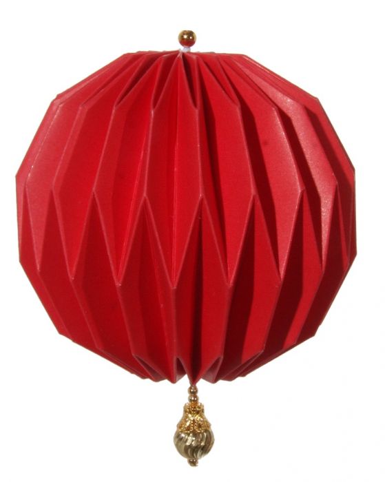 Christmas decoration hanging, 9cm round paper lantern, red
