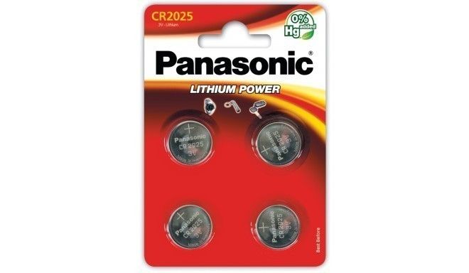 Patareid Panasonic CR2025/4B, 4 patareid, 3V Lithium 165mAh diam 20mm h 2,5mm