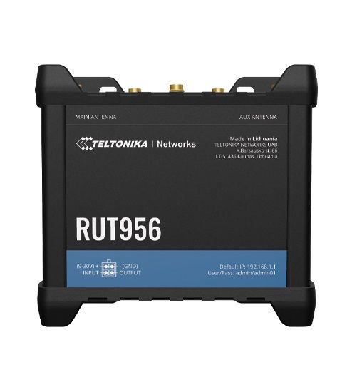 Industrial Router | RUT956 | 802.11n | 10/100 Mbit/s | Ethernet LAN (RJ-45) ports 4 | Mesh Support No | MU-MiMO No | 2G/3G/4G | Antenna type 2 x SMA for LTE, 2 x RP-SMA for WiFi, 1 x SMA for GNSS | 1
