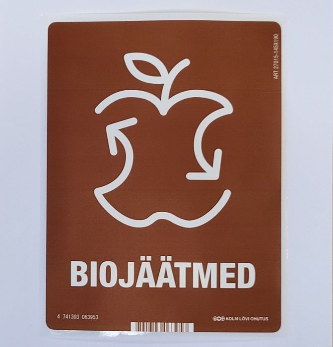Kleebis prügikastile - Biojäätmed 65x100mm