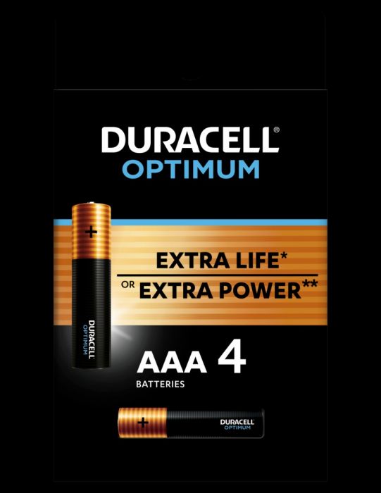 Patareid Duracell Optimum AAA LR03 1,5V Alkaline, 1 pakk (pakis 4tk)