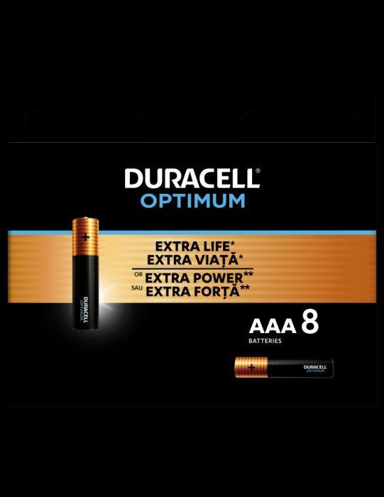Patareid Duracell Optimum AAA LR03 1,5V Alkaline, 1 pakk (pakis 8tk)