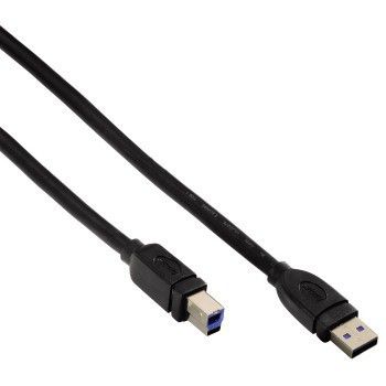 USB-kaabel Hama USB3.0 Cable A-B 1,8m black, seadme kaabel USB3.0 type-B standardi printerile/skannerile/välisele USB-kõvakettale/USB-hub