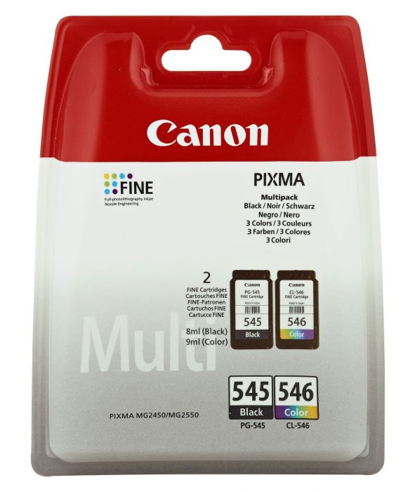 Ink Canon PG-545 / CL-546 Multi pack Black & Color PIXMA iP2850 MG2450 MG2550 / 2555/2950 MX495 MG3050 / 3051/3052/3053 TS205 / 305/3150/335