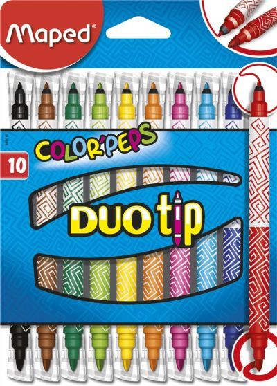 Viltpliiatsid Color Peps Duo Tip 10tk=20tk. (2mm ja 3,9mm) pestav, Maped