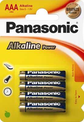 Patareid Panasonic Alkaline Power AAA LR03APB/4B 4patareid, madala voolutarbega seadmetele, keskmise mahutavusega leeliselement