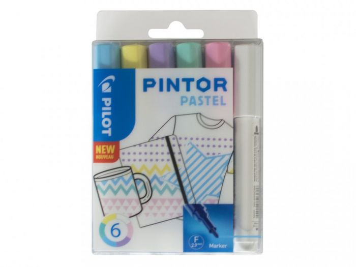 Marker Pilot Pintor , FINE 1-2,9mm, koonus ots, pastel 6värvi/kompl,veebaasil