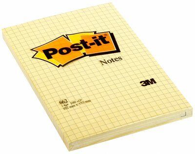 Märkmepaber iseliimuv POST-IT 662  kollane ruuduline 102x152mm (pakis 100l.)