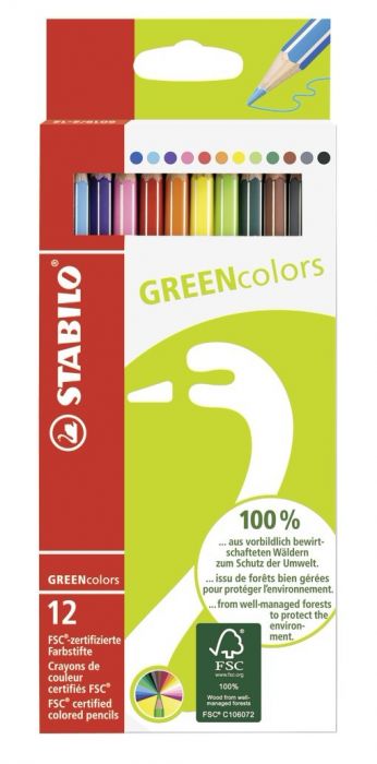 Coloring pencil Stabilo GREEN colors, wallet of 12