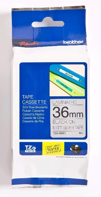 Adhesive tape Brother TZE-M961 silver metallic tape, black text, width 36mm