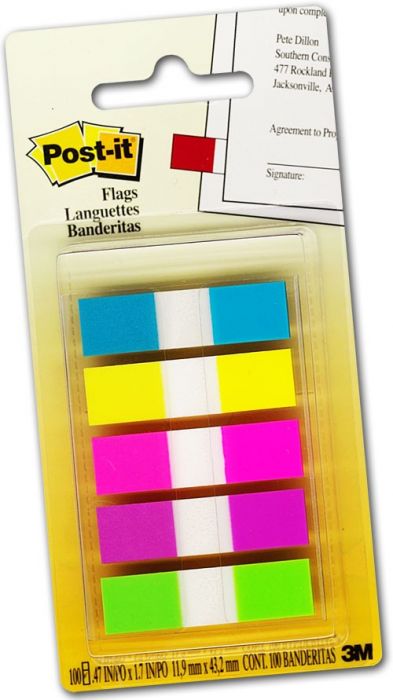 Järjehoidja Post-IT indeks, PP, 12x43mm, 5 värvi x 20 tk