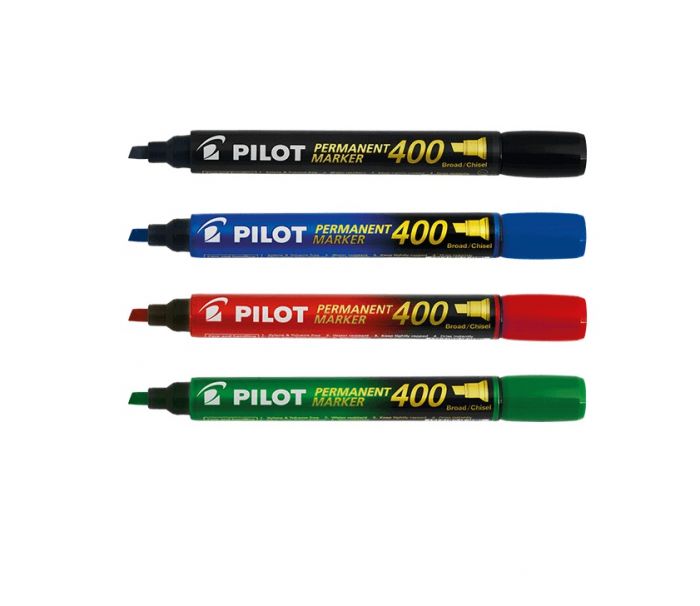 Marker permanent Pilot 400 - FINE 4 mm lõigatud otsaga -4 värvi/kompl