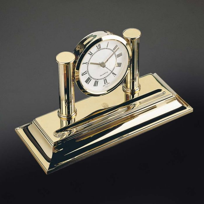 El Casco Desk clock and pen holder gold M-622 G/N