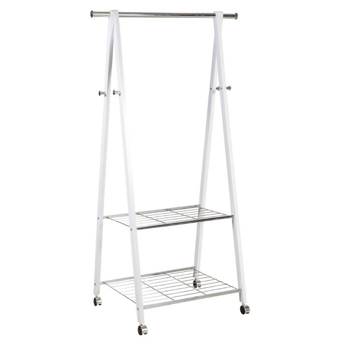 Clothes bar FOREST 13962 on wheels, 85x52xH152cm / white + chrome