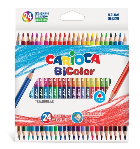 Värvipliiatsid Carioca BiColor 24tk=48värvi, kolmnurksed