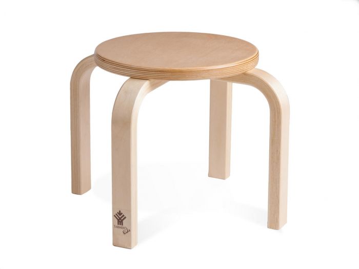 Nursery chair / stool TIPA, birch nat. lacquer, round, 4 feet, seat K-27cm