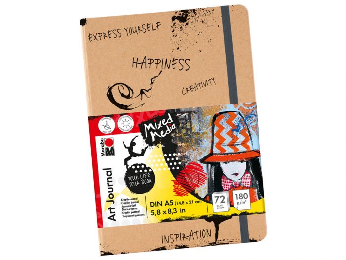 Sketch block Art Journal A5 180g 72l. with rubber, Marabu