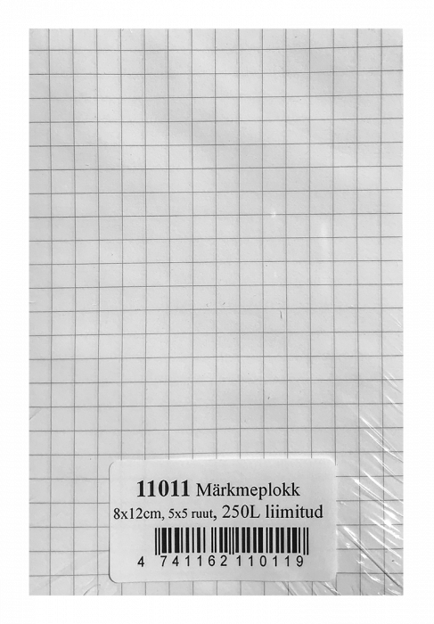 Stiky note block 8x12cm 5x5 grid, 250sheet, glued