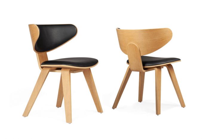 Chair NO37, birch plywood with oak veneer, oil 412 / new, waxed / black nat. leather