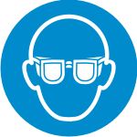 Safety - label Wear eye protection sticker 10x10cm (Goggles required)