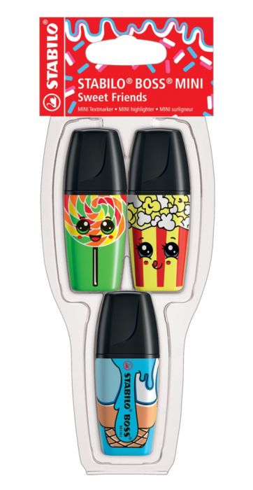 Helestusmarker 1-5mm, 3värvi/komp Stabilo Boss MINI Sweet Friends