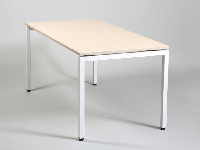 Table / desk with XPRS U-leg frame 1200x600mm, K-740mm / bleached island. plate + white leg frame
