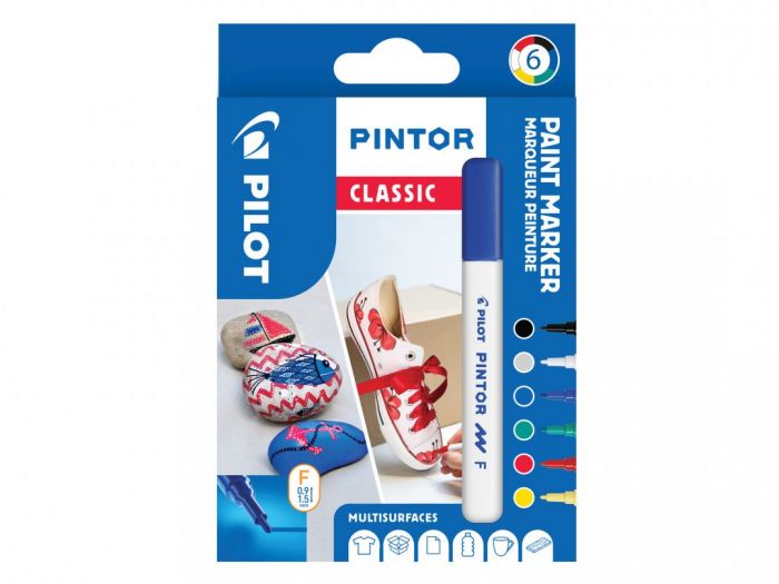 Marker Pilot Pintor , FINE 1-2,9mm, koonus ots, regular põhi-6värvi/kompl,veebaasil