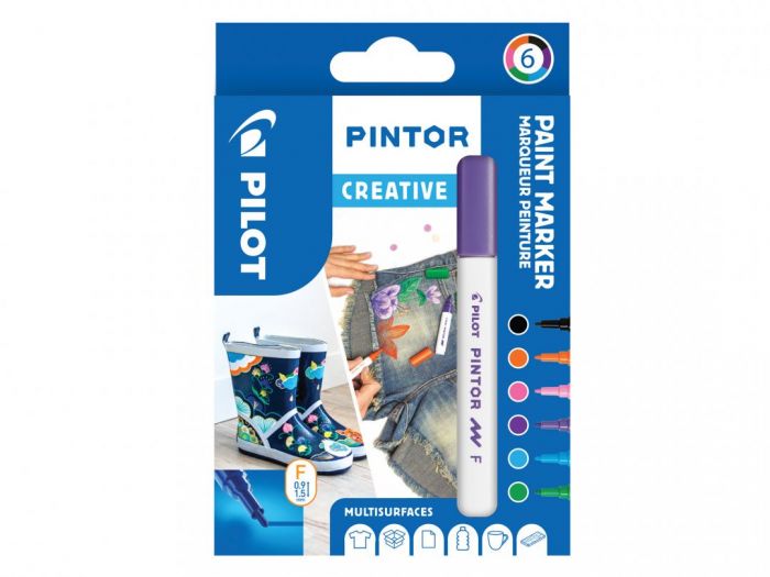 Marker Pilot Pintor, FINE 1-2,9mm, cone tip, Creative 6 colors / set, web based