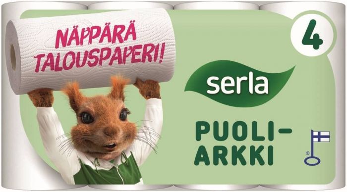 Roll towel Serla Orava 2-ply, 4 rolls / pack (half sheet)