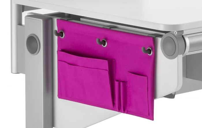 Accessory pocket Utensilo 788344 hanging on the side of MOLL desks / Pink-pink textile + hooks