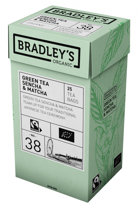 Roheline tee Bradley's Organic Sencha&Matcha 1,5g* 25tk/pk
