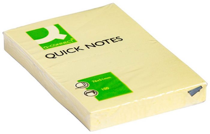 Self-adhesive Pad Q-CONNECT, 51x76mm, 1x100 sheets, light yellow