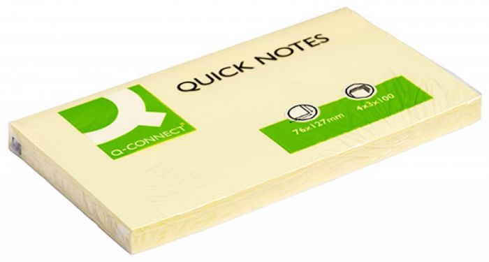 Self-adhesive Pad Q-CONNECT, 127x76mm, 1x100 sheets, light yellow